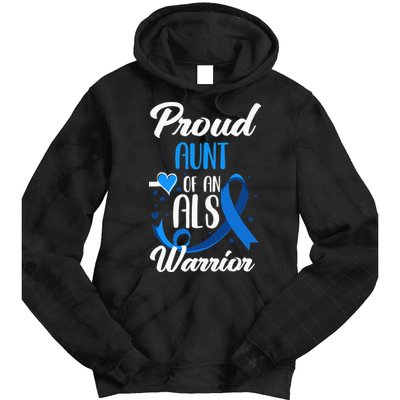 Proud Aunt Of An ALS Warrior Niece Nephew ALS Awareness Tie Dye Hoodie