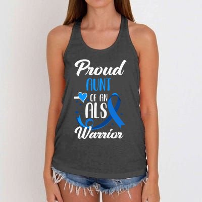 Proud Aunt Of An ALS Warrior Niece Nephew ALS Awareness Women's Knotted Racerback Tank