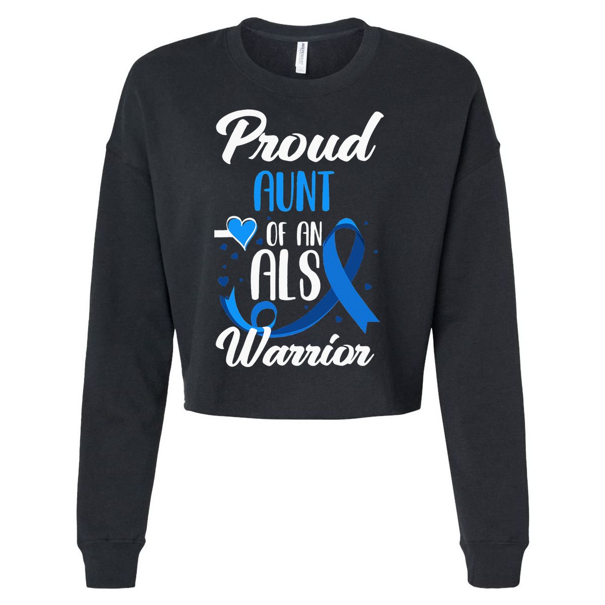Proud Aunt Of An ALS Warrior Niece Nephew ALS Awareness Cropped Pullover Crew