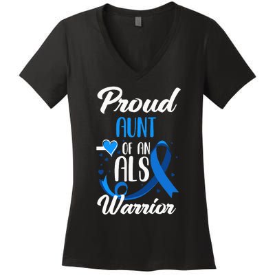 Proud Aunt Of An ALS Warrior Niece Nephew ALS Awareness Women's V-Neck T-Shirt