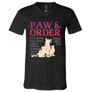 Paw And Order Special Feline Unit Pets Training Dog Cat V-Neck T-Shirt