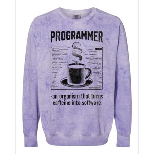 Programmer An Organism That Turns Caffeine Into Software Colorblast Crewneck Sweatshirt