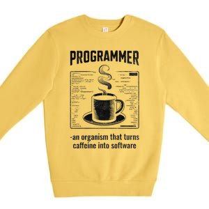 Programmer An Organism That Turns Caffeine Into Software Premium Crewneck Sweatshirt