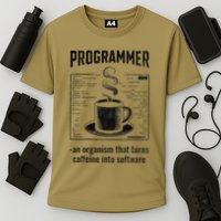 Programmer An Organism That Turns Caffeine Into Software Cooling Performance Crew T-Shirt
