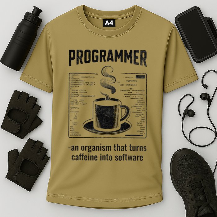Programmer An Organism That Turns Caffeine Into Software Cooling Performance Crew T-Shirt