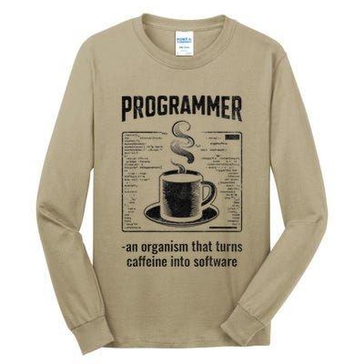Programmer An Organism That Turns Caffeine Into Software Tall Long Sleeve T-Shirt