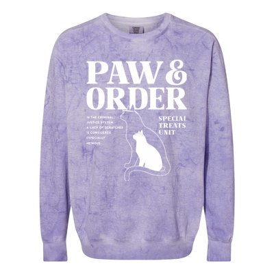 Paw And Order Cats Special Treat Unit Gift For Pet Lover Colorblast Crewneck Sweatshirt