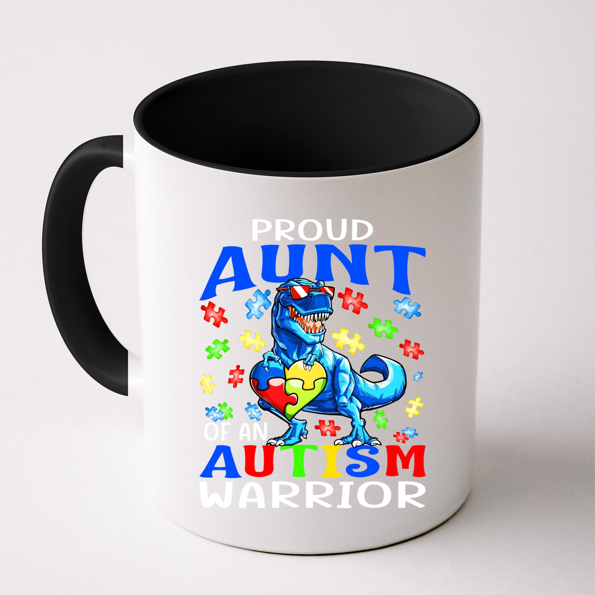 Proud Aunt Of An Autism Warrior Dinosaur Cute Gift Mug