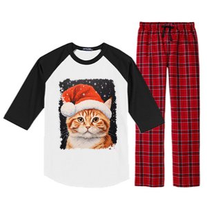 Pop Art Orange Ginger Cat Christmas Gift Raglan Sleeve Pajama Set