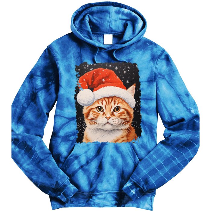 Pop Art Orange Ginger Cat Christmas Gift Tie Dye Hoodie