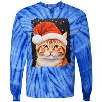 Pop Art Orange Ginger Cat Christmas Gift Tie-Dye Long Sleeve Shirt