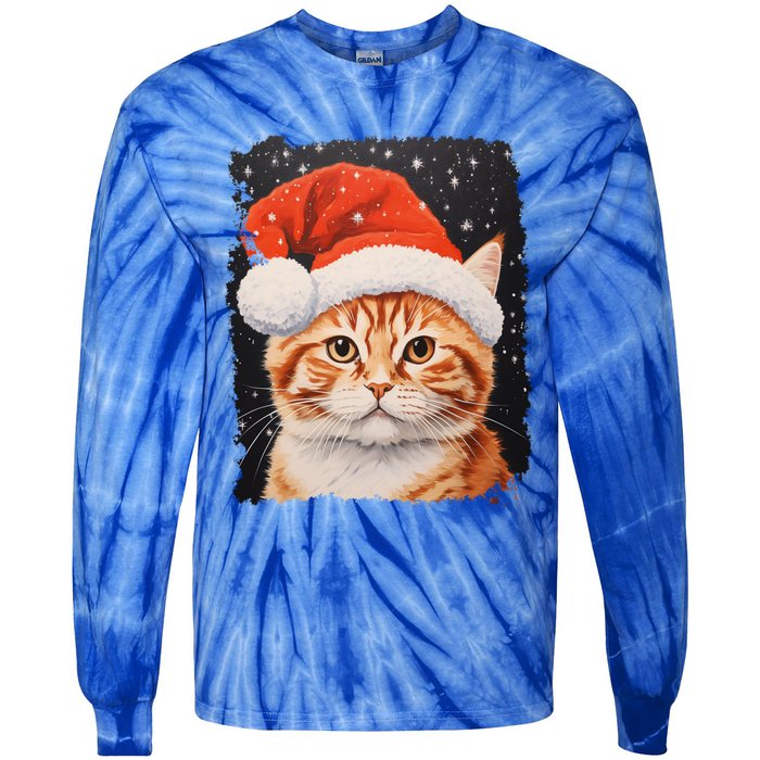 Pop Art Orange Ginger Cat Christmas Gift Tie-Dye Long Sleeve Shirt