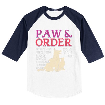 Paw And Order Special Feline Unit Pets Training Dog Cat Baseball Sleeve Shirt