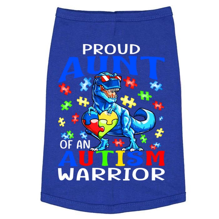 Proud Aunt Of An Autism Warrior Dinosaur Cute Gift Doggie Tank