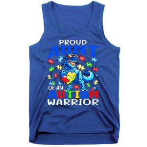 Proud Aunt Of An Autism Warrior Dinosaur Cute Gift Tank Top