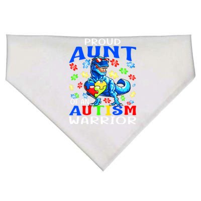 Proud Aunt Of An Autism Warrior Dinosaur Cute Gift USA-Made Doggie Bandana