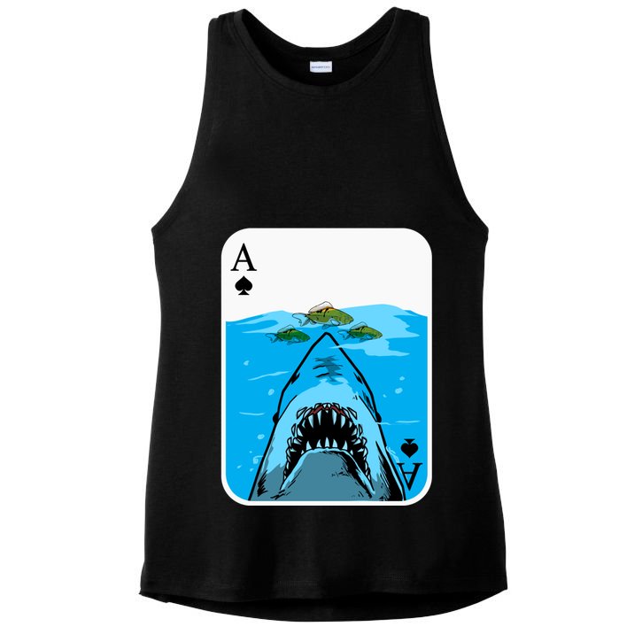 Poker Ace Of Spades Shark Hunting Fish Texas HoldEm Poker Cool Gift Ladies PosiCharge Tri-Blend Wicking Tank