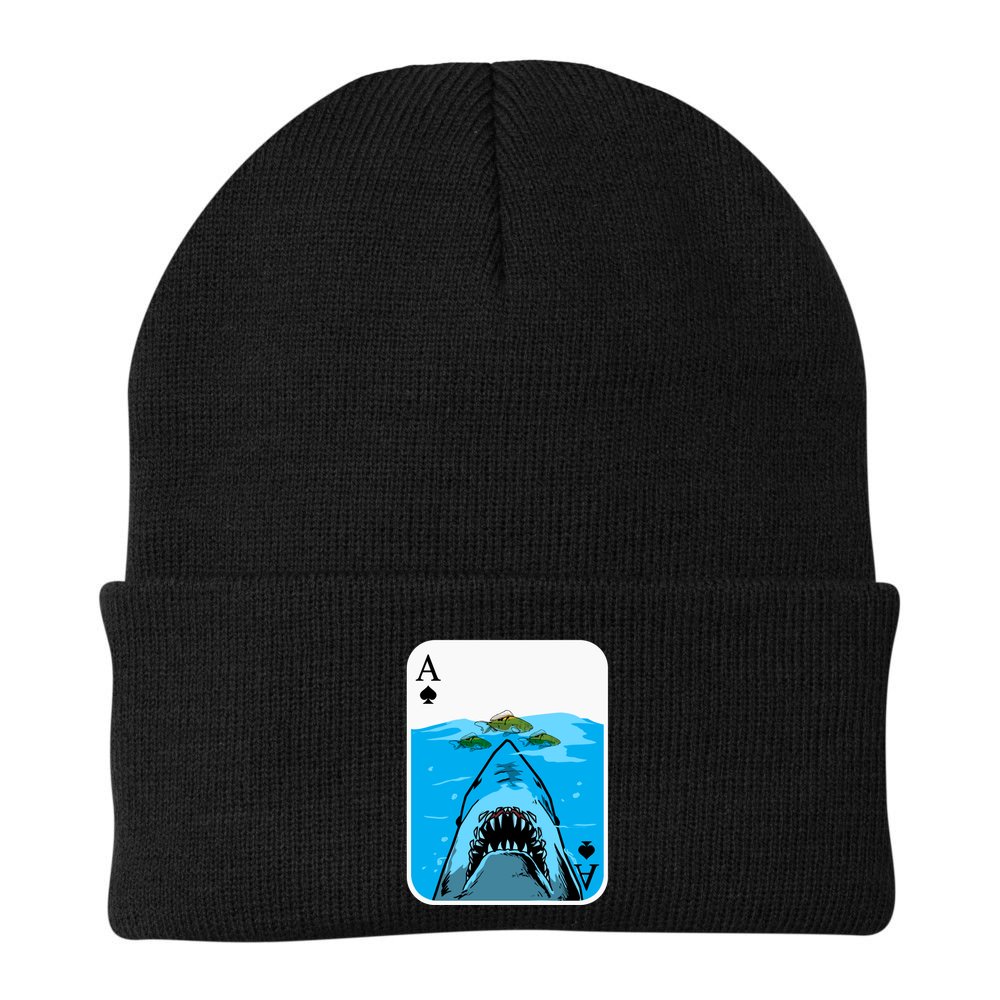 Poker Ace Of Spades Shark Hunting Fish Texas HoldEm Poker Cool Gift Beanie