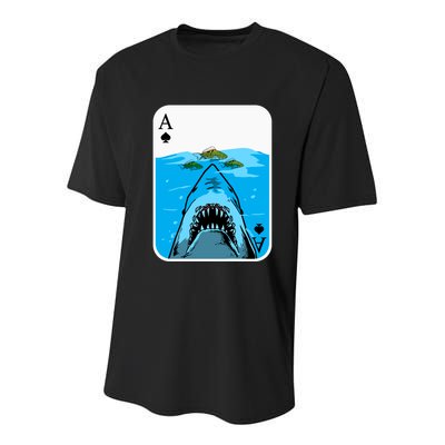 Poker Ace Of Spades Shark Hunting Fish Texas HoldEm Poker Cool Gift Youth Performance Sprint T-Shirt