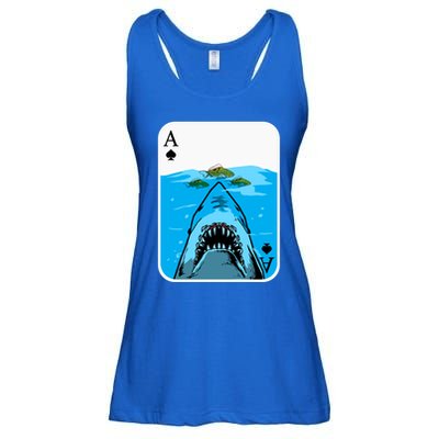 Poker Ace Of Spades Shark Hunting Fish Texas HoldEm Poker Cool Gift Ladies Essential Flowy Tank