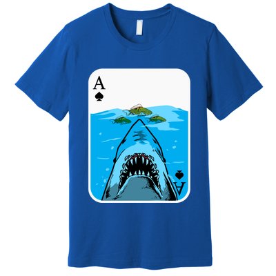 Poker Ace Of Spades Shark Hunting Fish Texas HoldEm Poker Cool Gift Premium T-Shirt