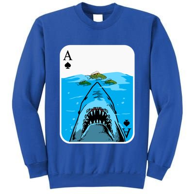 Poker Ace Of Spades Shark Hunting Fish Texas HoldEm Poker Cool Gift Tall Sweatshirt