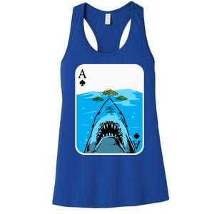 Poker Ace Of Spades Shark Hunting Fish Texas HoldEm Poker Cool Gift Women's Racerback Tank