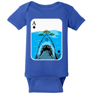 Poker Ace Of Spades Shark Hunting Fish Texas HoldEm Poker Cool Gift Baby Bodysuit