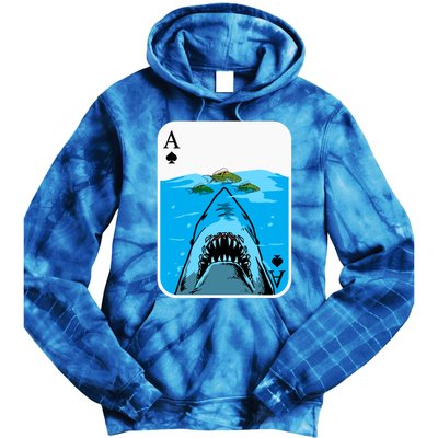 Poker Ace Of Spades Shark Hunting Fish Texas HoldEm Poker Cool Gift Tie Dye Hoodie