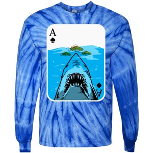 Poker Ace Of Spades Shark Hunting Fish Texas HoldEm Poker Cool Gift Tie-Dye Long Sleeve Shirt