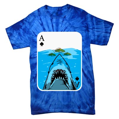Poker Ace Of Spades Shark Hunting Fish Texas HoldEm Poker Cool Gift Tie-Dye T-Shirt