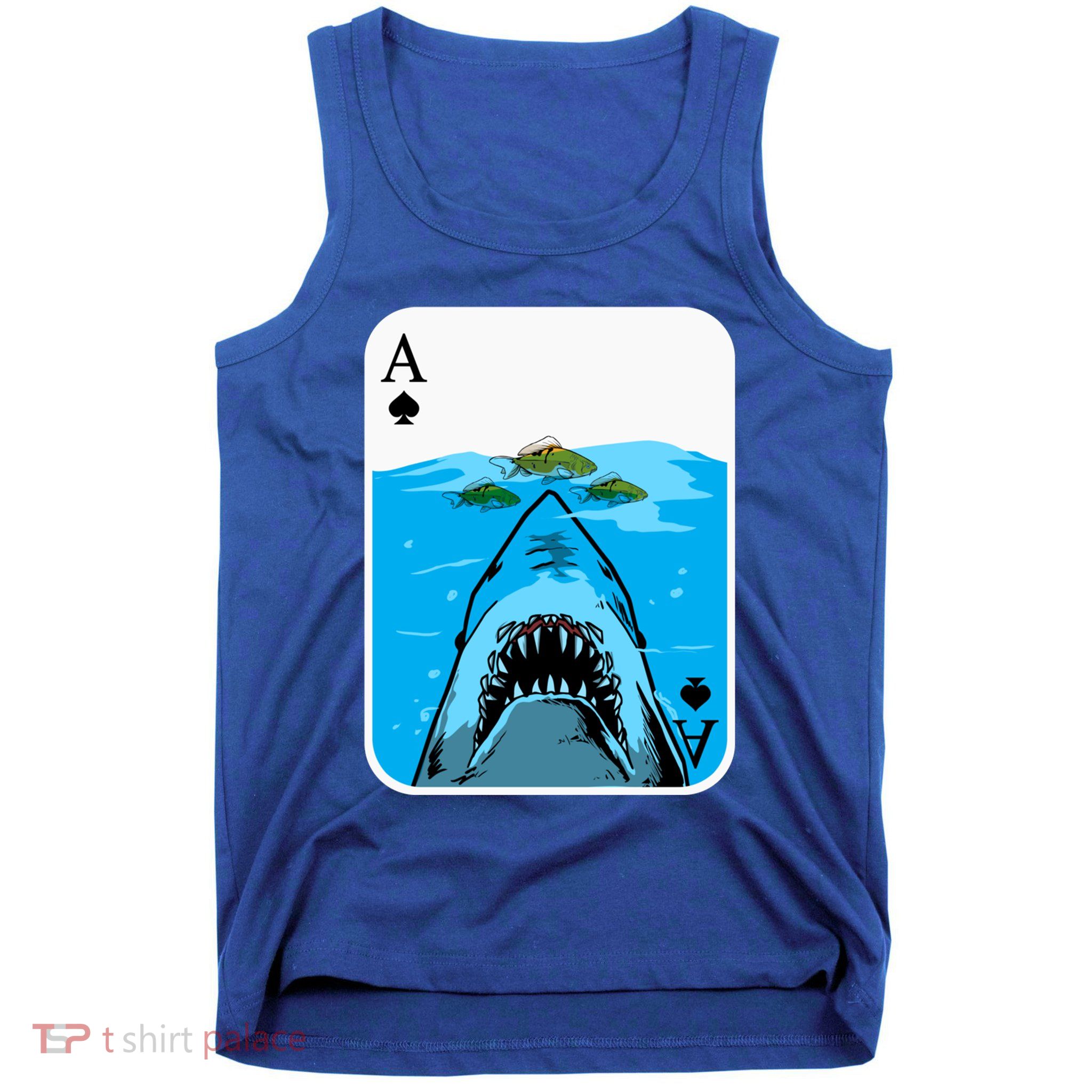 Poker Ace Of Spades Shark Hunting Fish Texas HoldEm Poker Cool Gift Tank Top