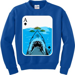 Poker Ace Of Spades Shark Hunting Fish Texas HoldEm Poker Cool Gift Kids Sweatshirt