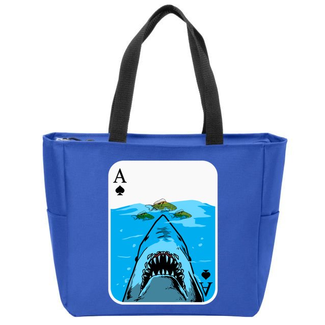 Poker Ace Of Spades Shark Hunting Fish Texas HoldEm Poker Cool Gift Zip Tote Bag