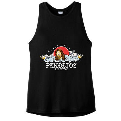 Pendejos All Of You Jesus Sarcastic Humor God Ladies PosiCharge Tri-Blend Wicking Tank