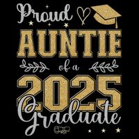 Proud Auntie Of A Class Of 2025 Graduate For Graduation Stripe Pom Pom Beanie