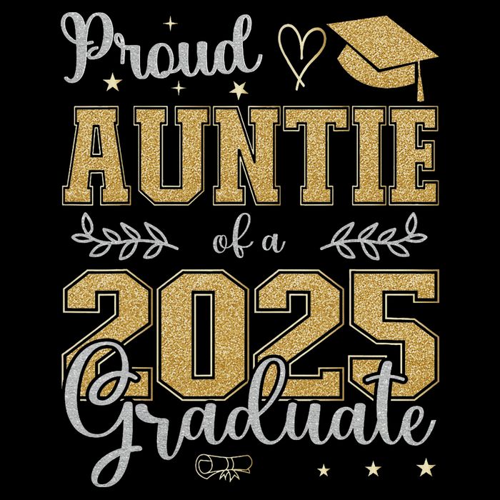 Proud Auntie Of A Class Of 2025 Graduate For Graduation Stripe Pom Pom Beanie