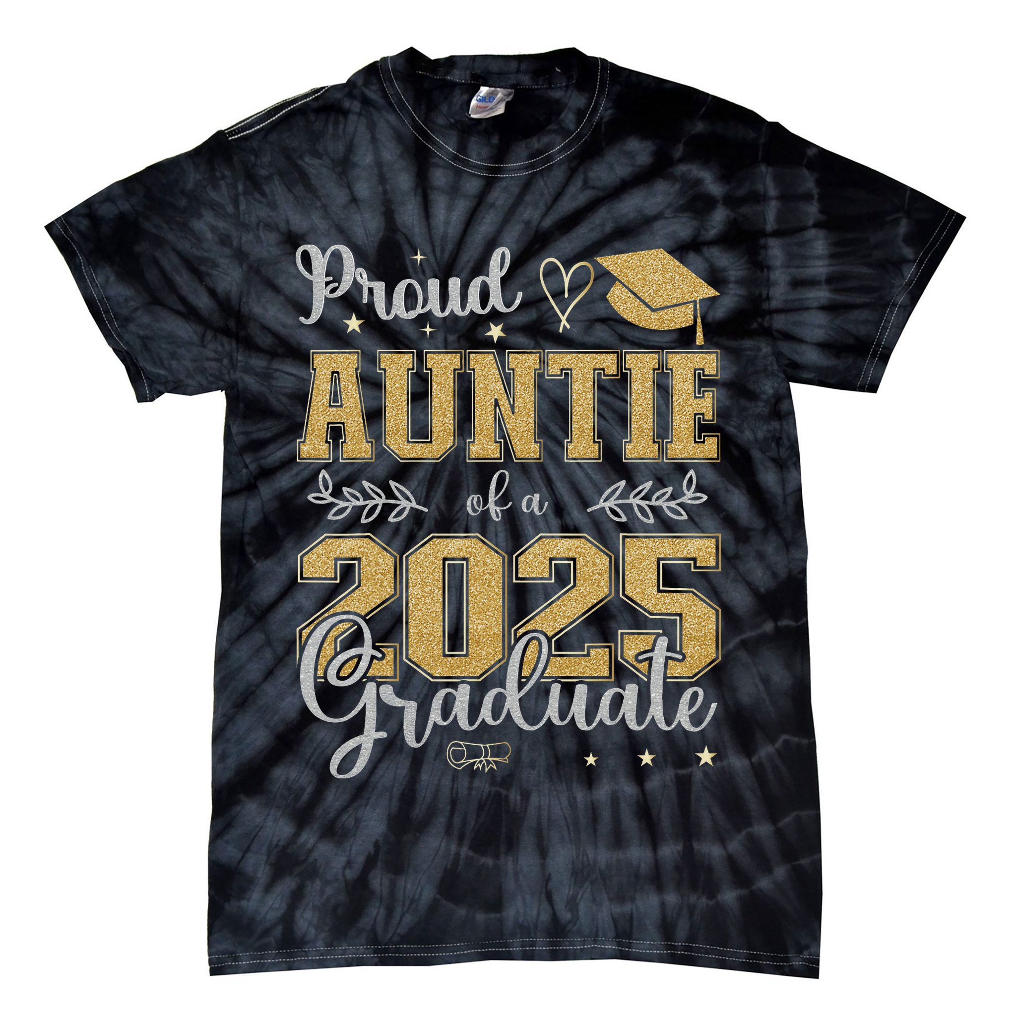 Proud Auntie Of A Class Of 2025 Graduate For Graduation Tie-Dye T-Shirt