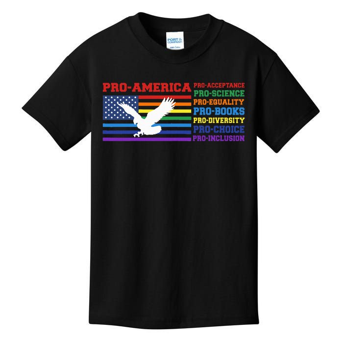 Pro America Pro Acceptance Pro Science Pro Equality Pro Book Kids T-Shirt