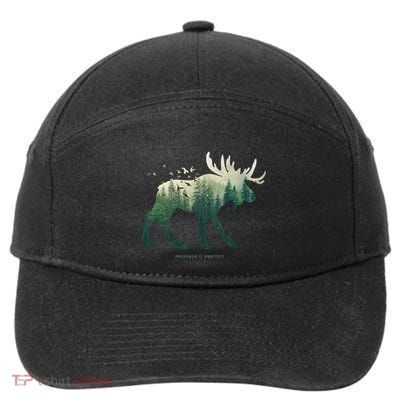 Preserve And Protect Vintage National Park Moose Gift 7-Panel Snapback Hat