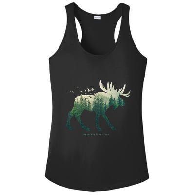 Preserve And Protect Vintage National Park Moose Gift Ladies PosiCharge Competitor Racerback Tank
