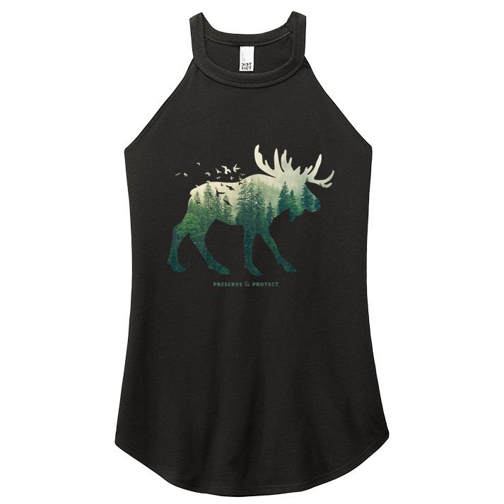 Preserve And Protect Vintage National Park Moose Gift Women's Perfect Tri Rocker Tank