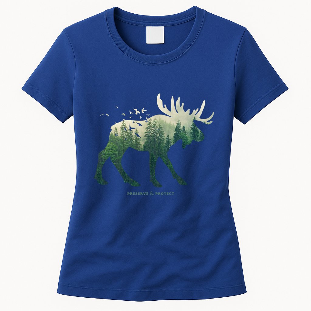 Preserve And Protect Vintage National Park Moose Gift Womens T-Shirt