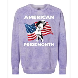 Patriotic American Pride Month Classic Wwii Soldier Kissing Nurse Colorblast Crewneck Sweatshirt