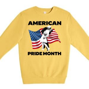 Patriotic American Pride Month Classic Wwii Soldier Kissing Nurse Premium Crewneck Sweatshirt