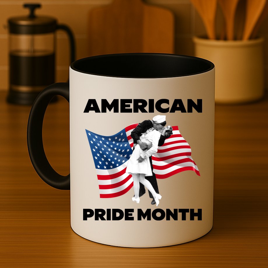 Patriotic American Pride Month Classic Wwii Soldier Kissing Nurse Mug