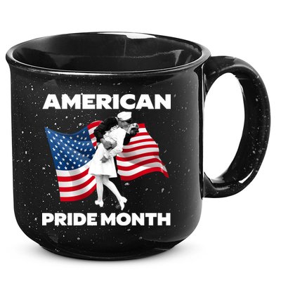 Patriotic American Pride Month Classic Wwii Soldier Kissing Nurse 15oz Campfire Ceramic Mug