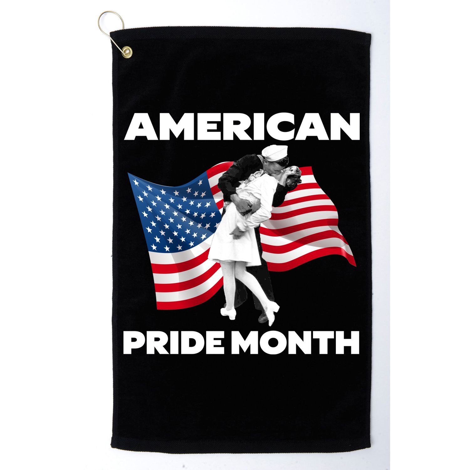 Patriotic American Pride Month Classic Wwii Soldier Kissing Nurse Golf Towel