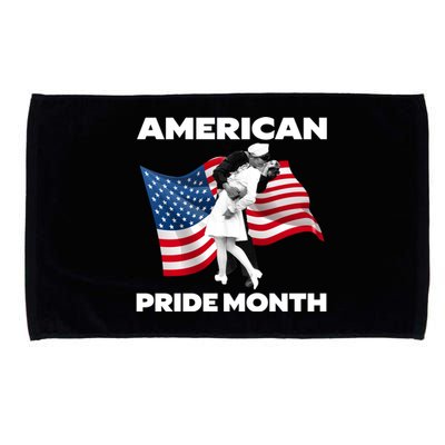 Patriotic American Pride Month Classic Wwii Soldier Kissing Nurse Microfiber Hand Towel