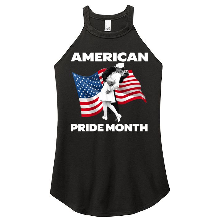 Patriotic American Pride Month Classic Wwii Soldier Kissing Nurse Women's Perfect Tri Rocker Tank